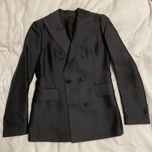 Dsquared double breasted silk tuxedo jacket, SZ 42